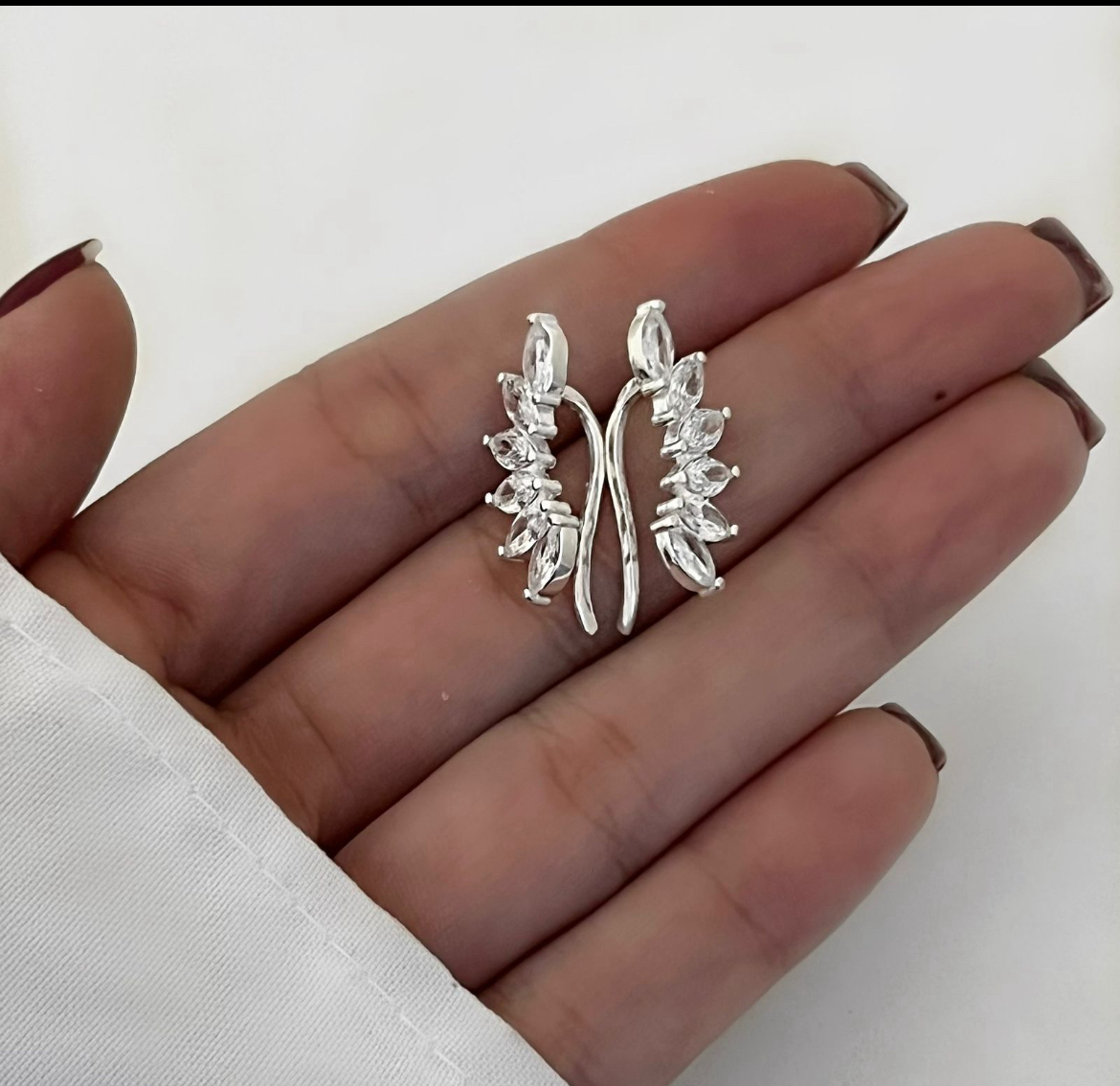 Brinco 3 em 1 flores e Zircônias Prata 925